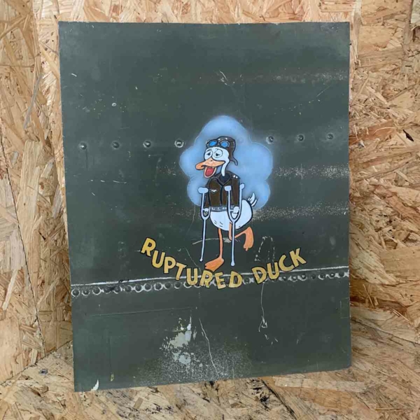 Skin panel of Douglas C-47B Dakota 44-76787 with Ruptured Duck nose art.