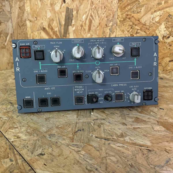 Airbus A330 air and cabin pressure control panel 225VU for sale.