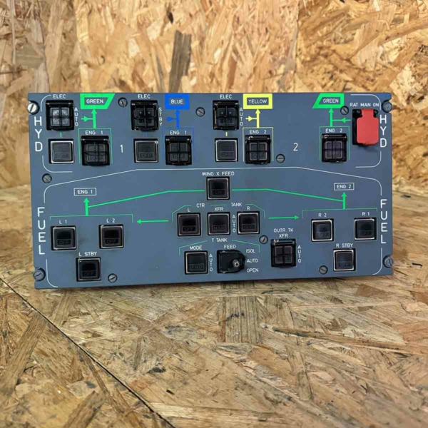 Airbus A330 fuel and hydraulics control panel 245VU for sale.