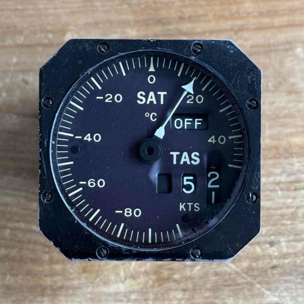 Combined true airspeed & Static air temperature indicator (SAT/TAS) for sale.