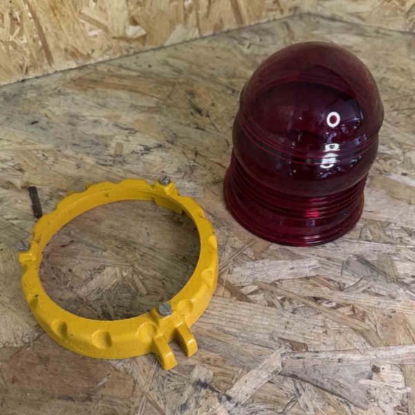 Airport obstruction light lens and attachment ring for sale.